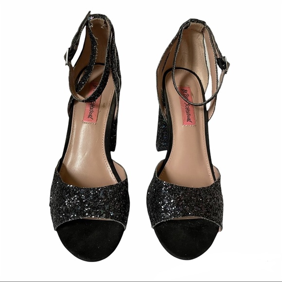 Betsey Johnson | Sparkle Black Glitter Heels - Picture 3 of 9